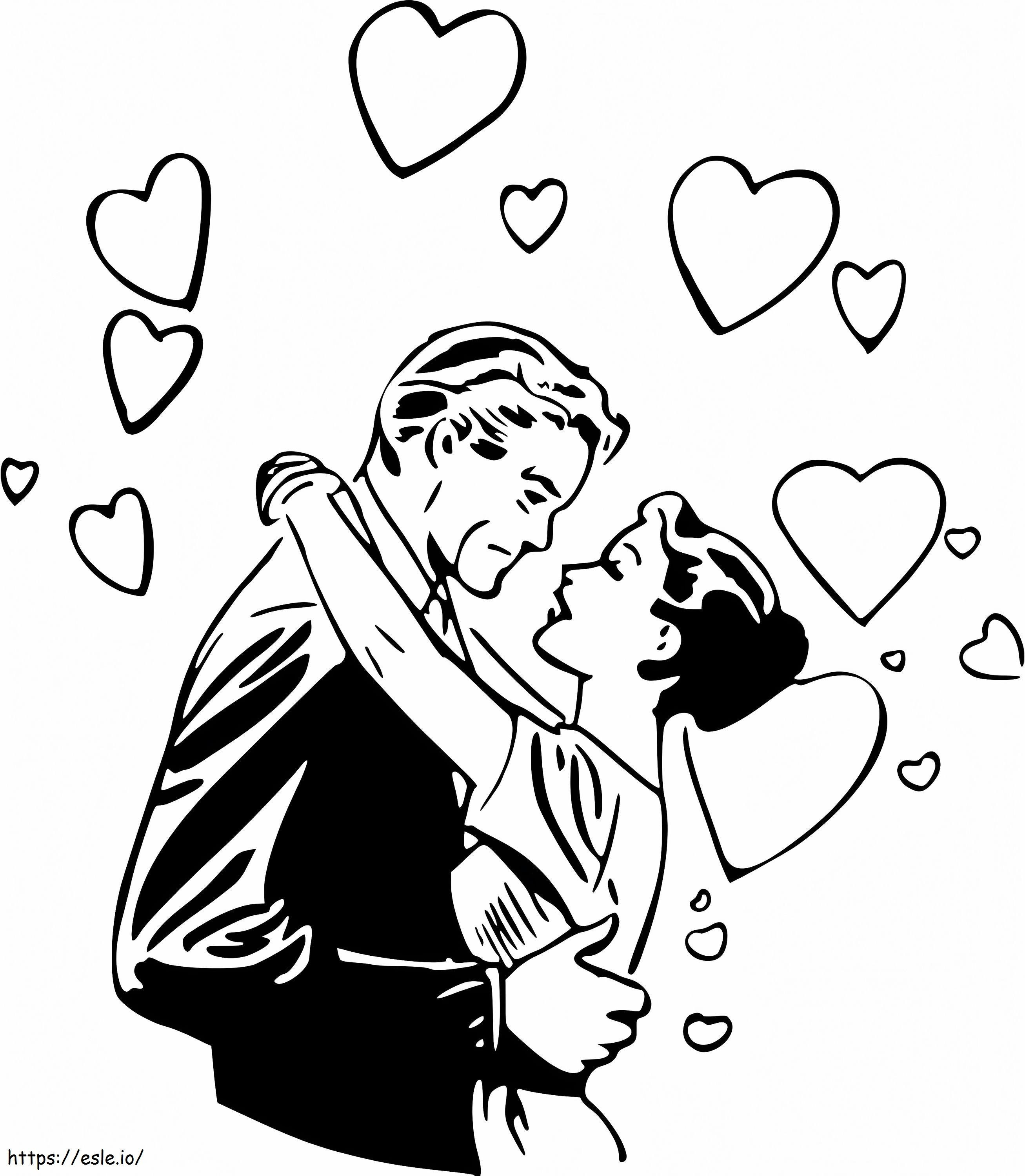 Vintage Couple In Love coloring page