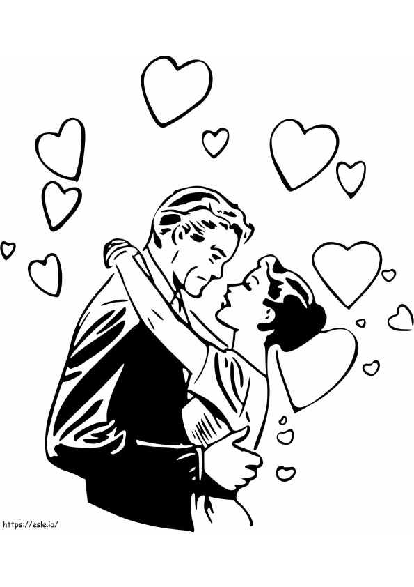 Vintage Couple In Love coloring page