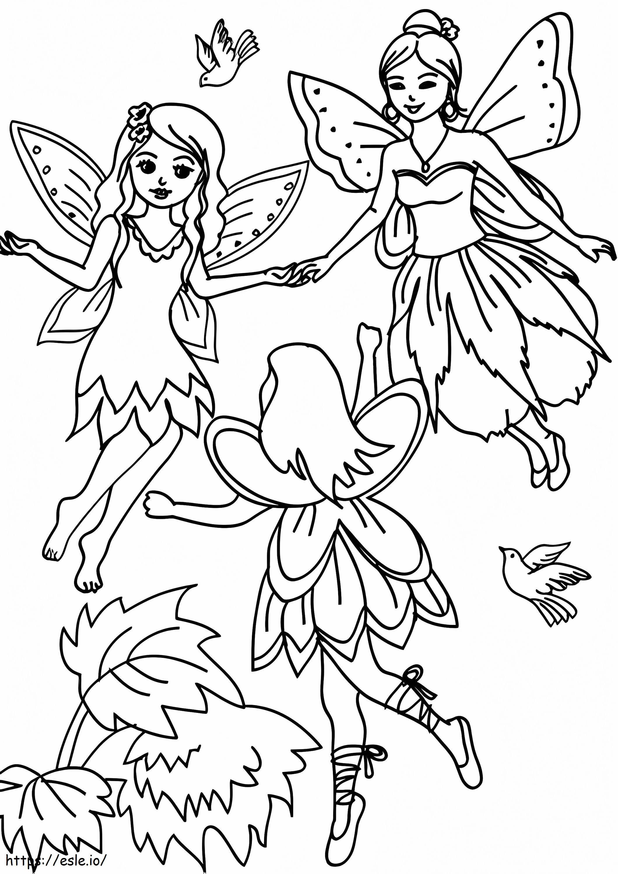 Three Fairies coloring page