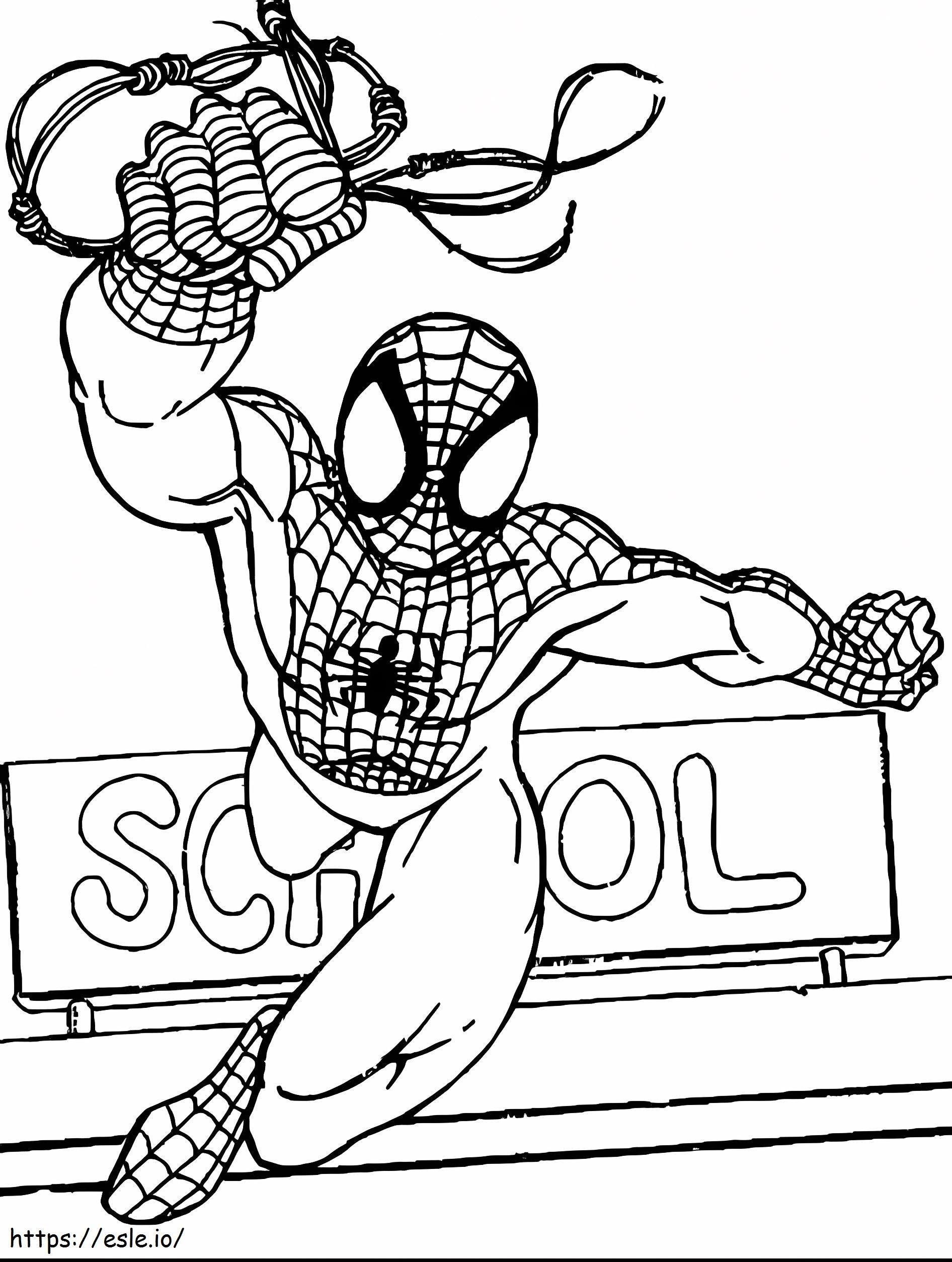 Omul Păianjen la școală de colorat