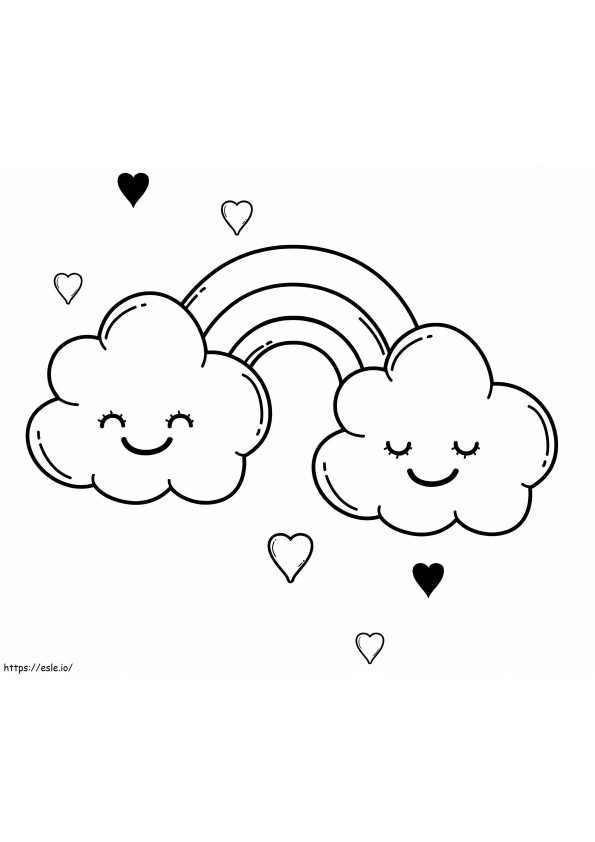 Beautiful Rainbow And Cloud coloring page