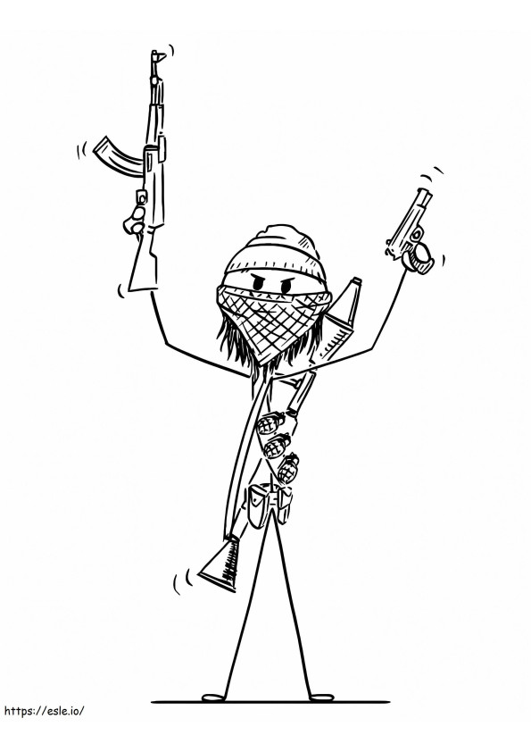 Coloriage Stickman terroriste à imprimer dessin