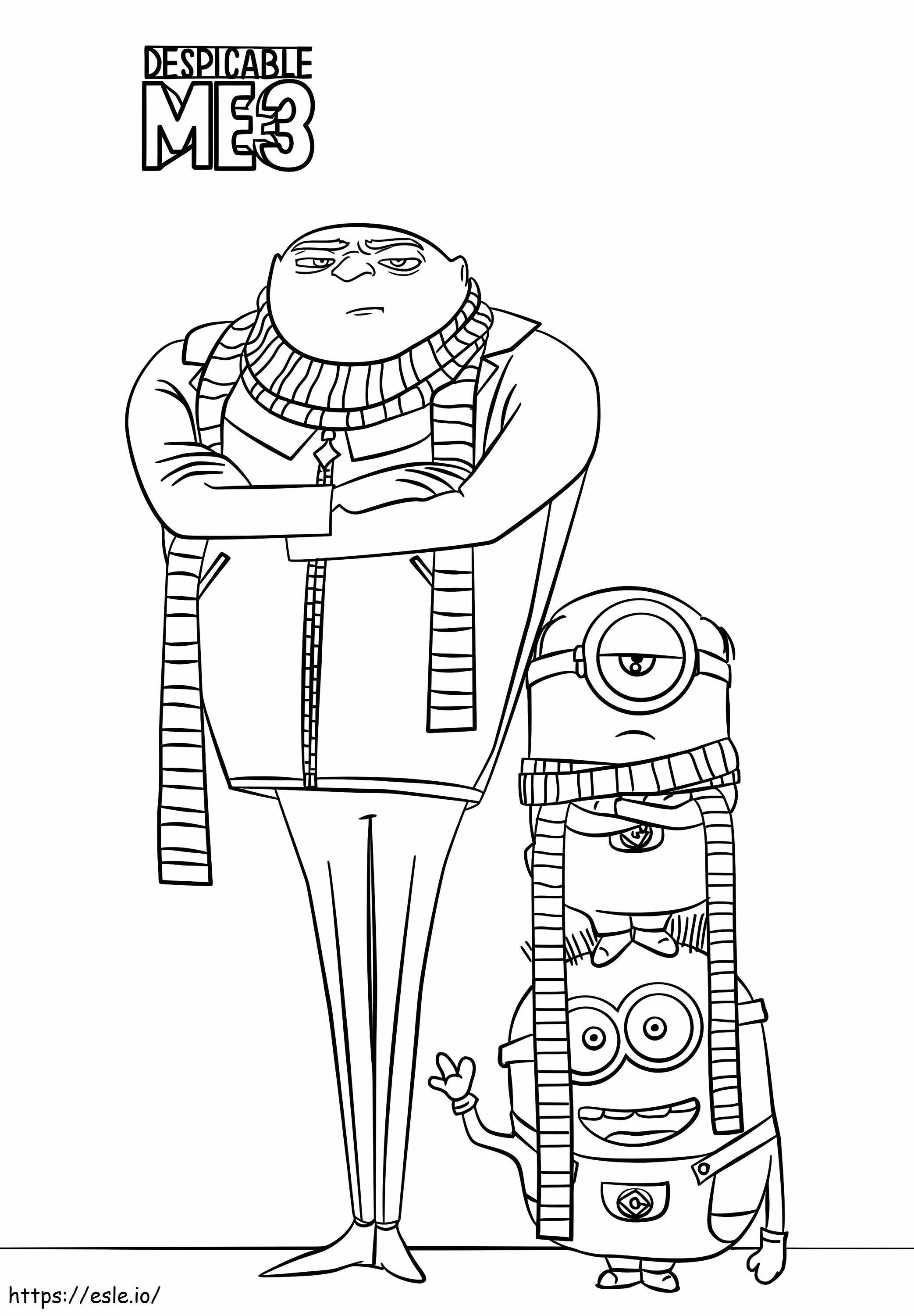 Gru And Minions From Despicable Me 3 coloring page