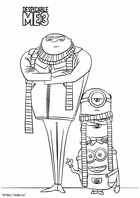 Gru And Minions From Despicable Me 3 coloring page