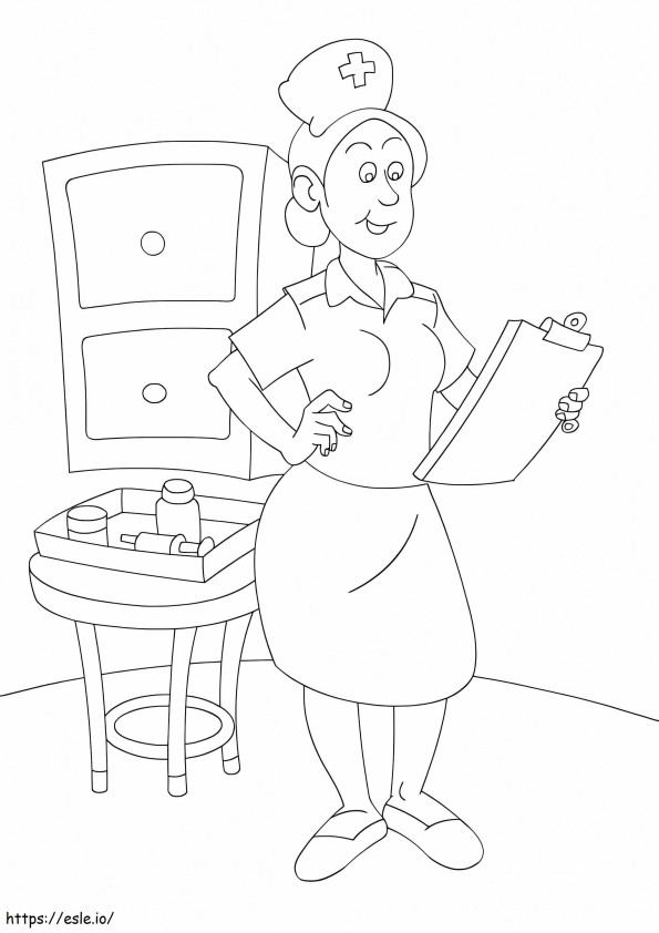 Nurse And Medical Record coloring page