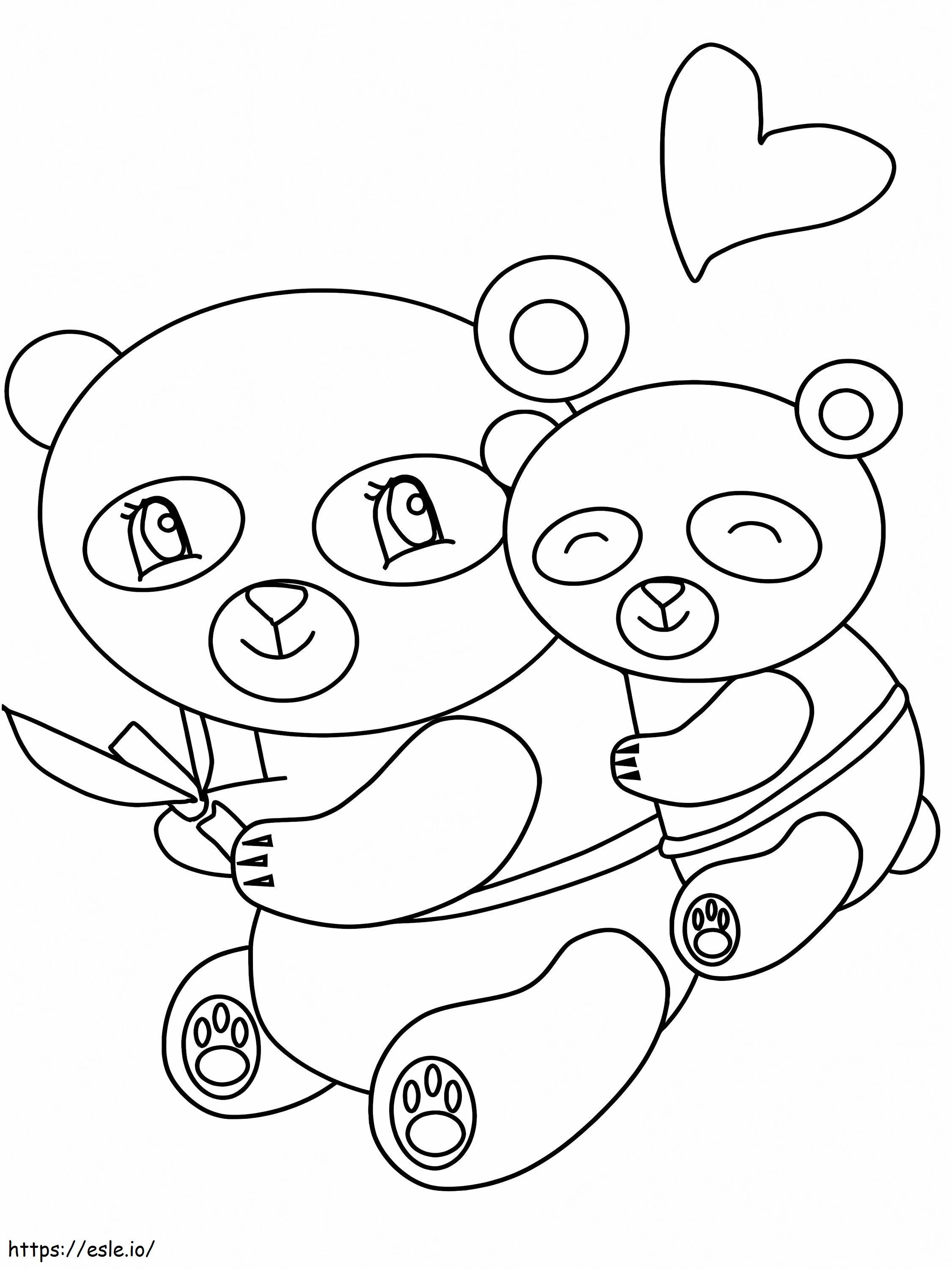 Beautiful Mother Panda And Baby Panda coloring page