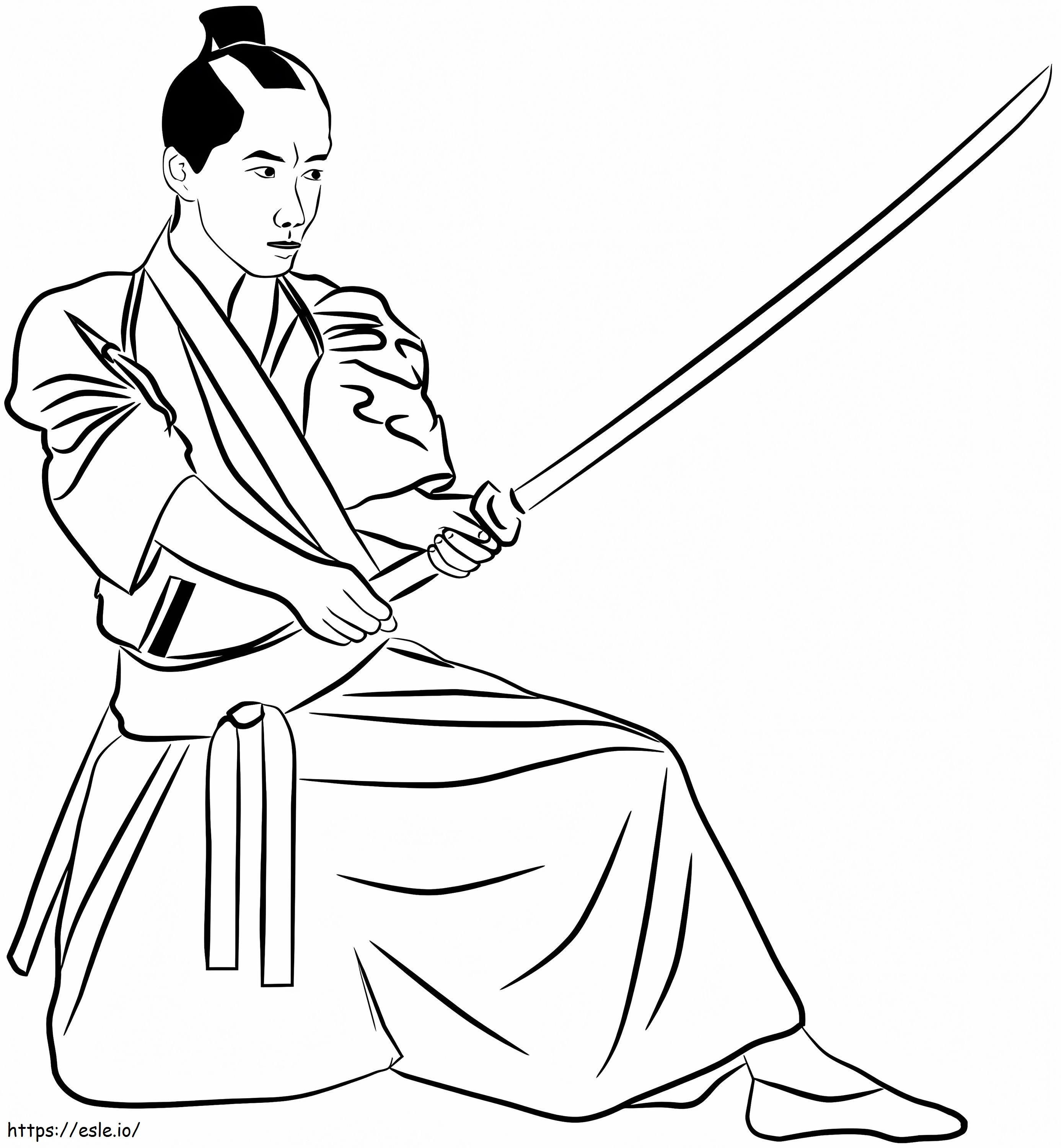 Yksinkertainen samurai värityskuva