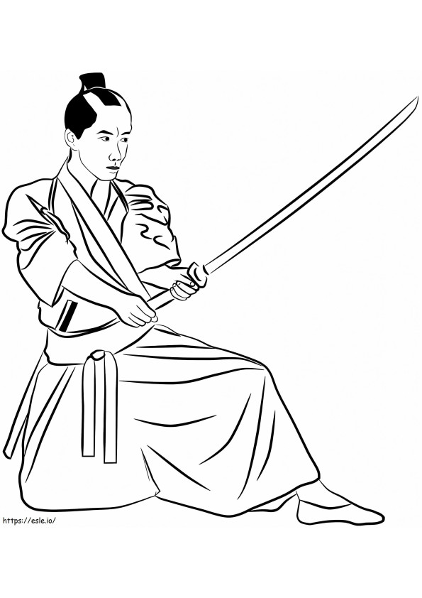 Samurai Simples para colorir