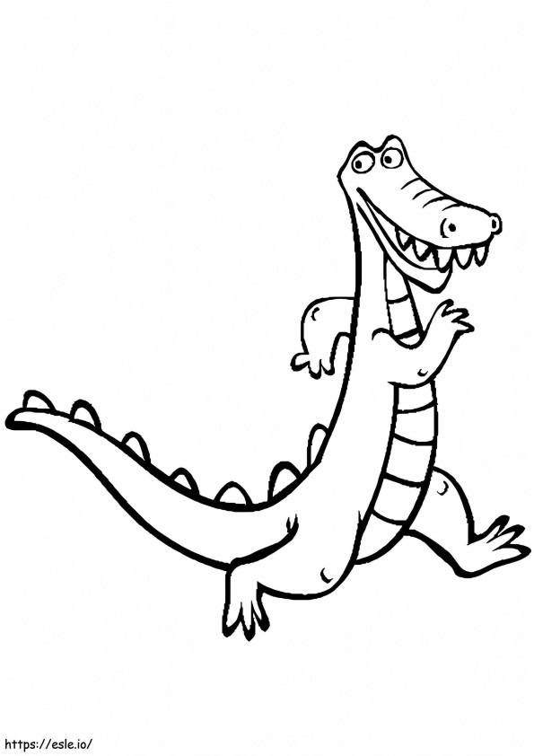 Sarjakuva krokotiilin kävely värityskuva