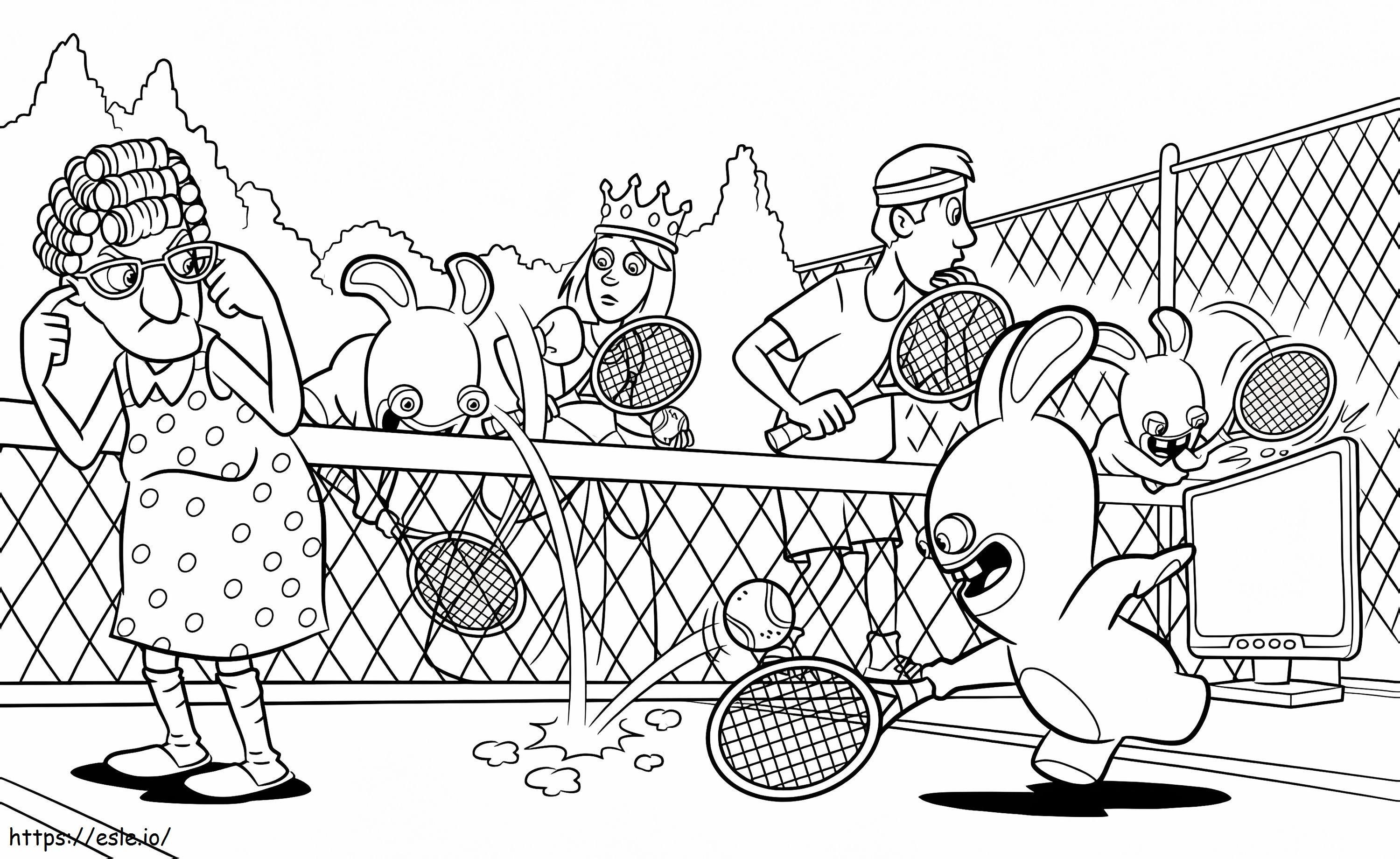 Raving Rabbids spielen Tennis ausmalbilder