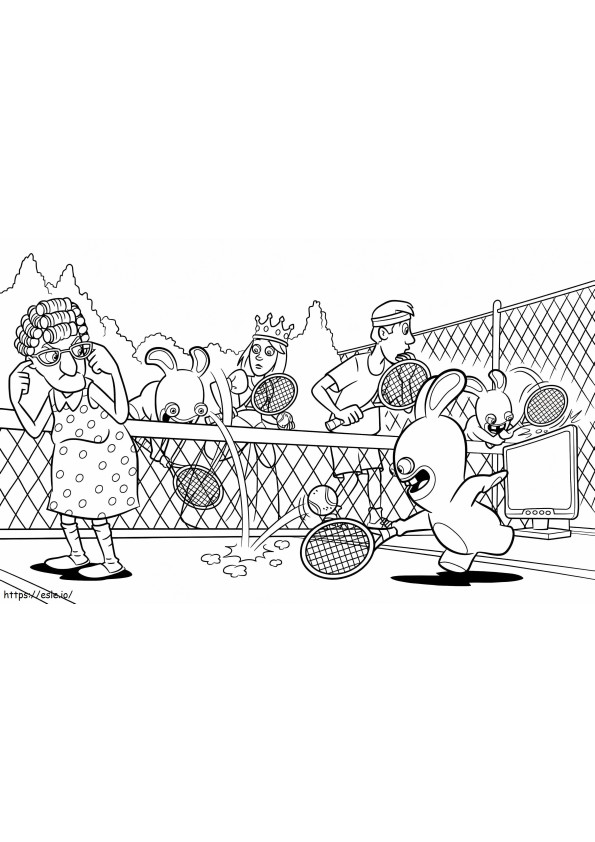 Raving Rabbids spielen Tennis ausmalbilder