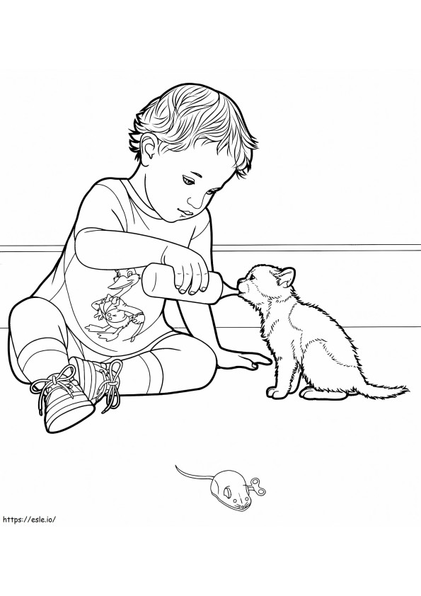 1585037205 Kitty Drinks Milk coloring page