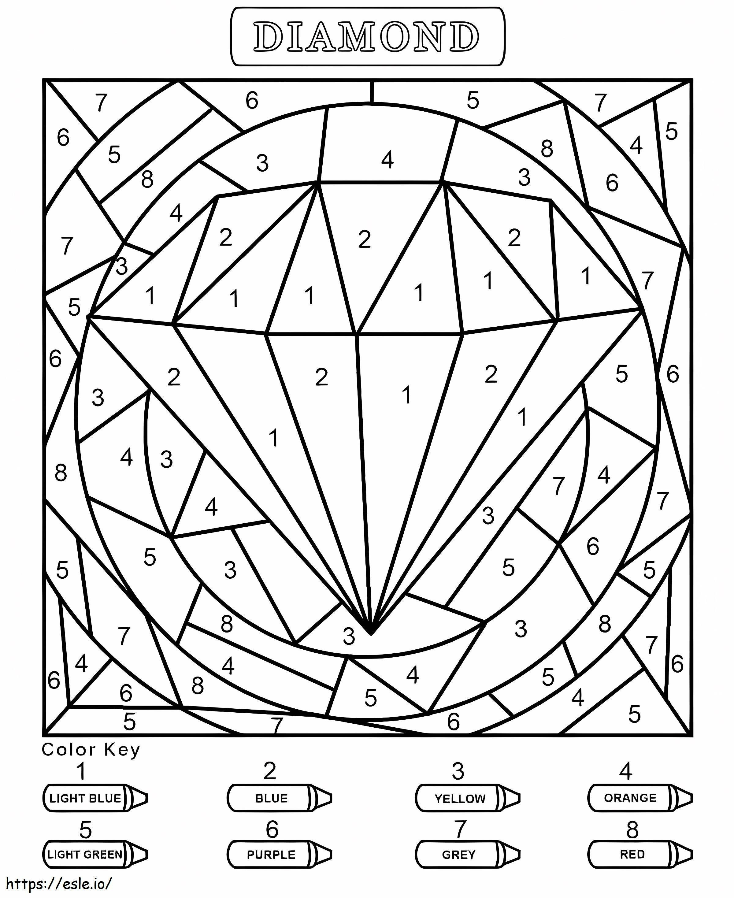Coloriage Diamant pour la maternelle couleur par numéro à imprimer dessin