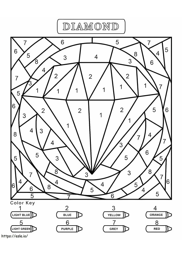 Coloriage Diamant pour la maternelle couleur par numéro à imprimer dessin