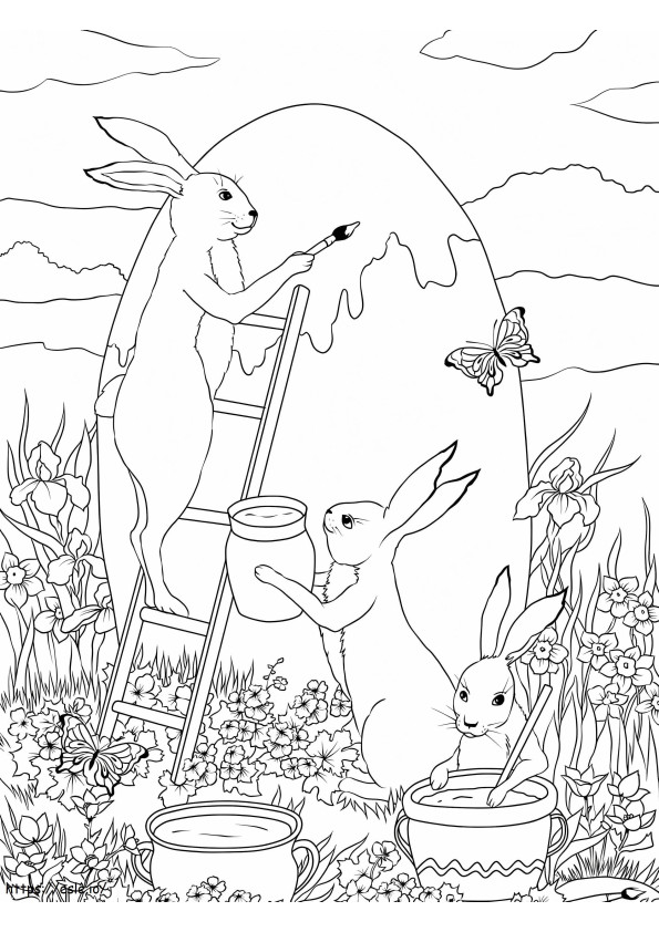 Lovely Easter Rabbits coloring page