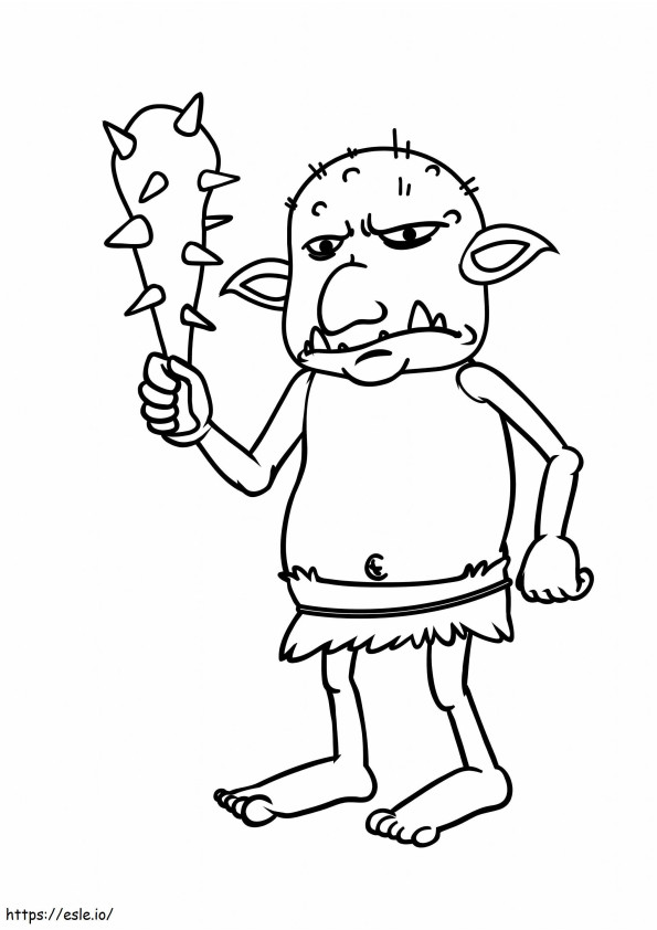 Goblin Wielding A Spiked Mace coloring page