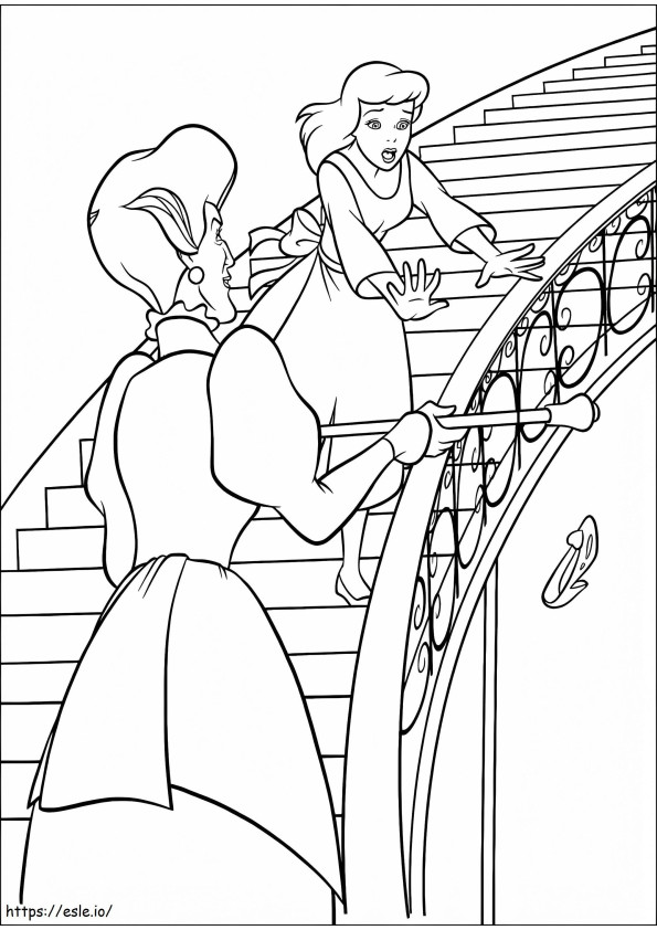 Coloriage Lady Tremaine et Cendrillon à imprimer dessin