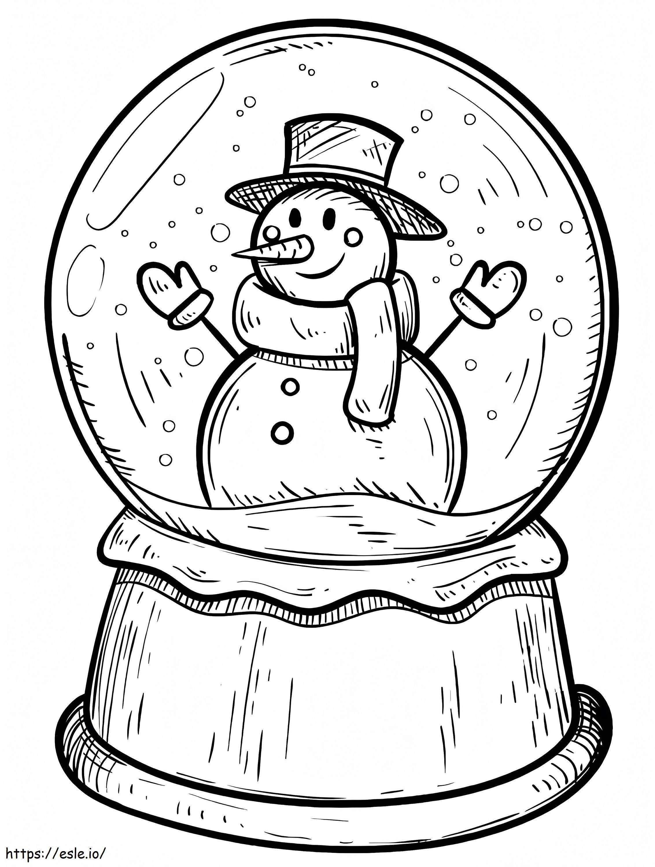 Printable Snow Globe With Snowman coloring page