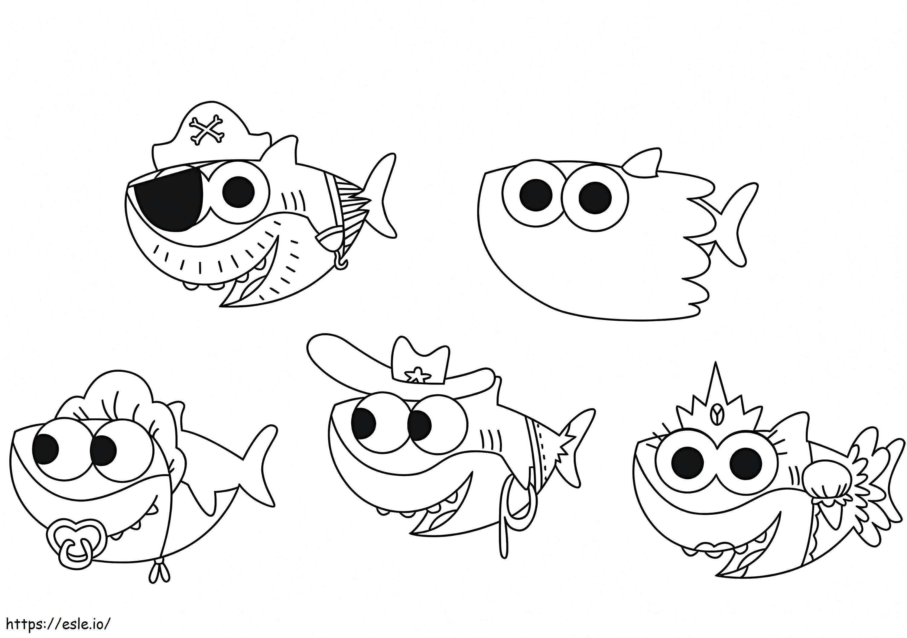 Family Baby Shark coloring page