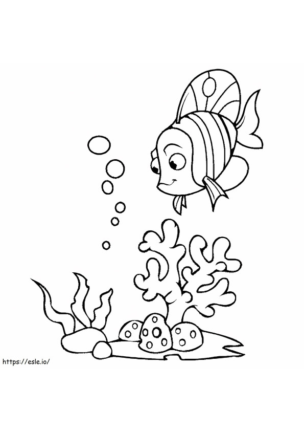 Coloriage Corail et poisson à imprimer dessin