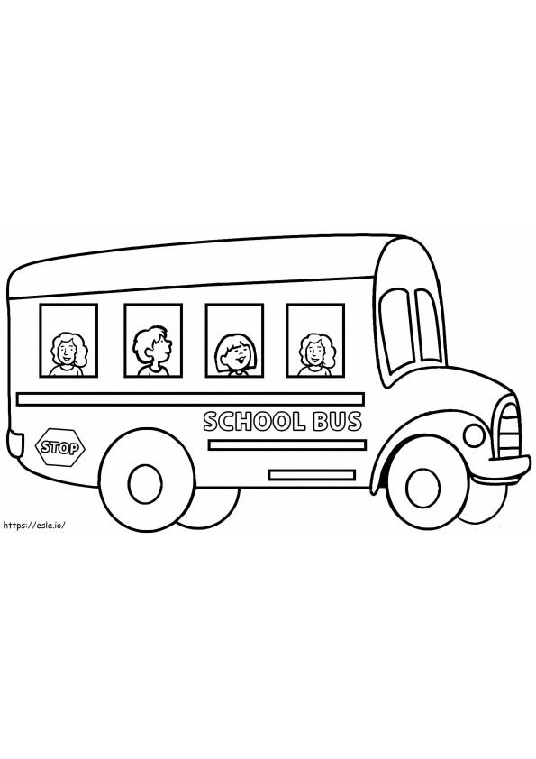 Coloriage Fille dans le bus scolaire à imprimer dessin
