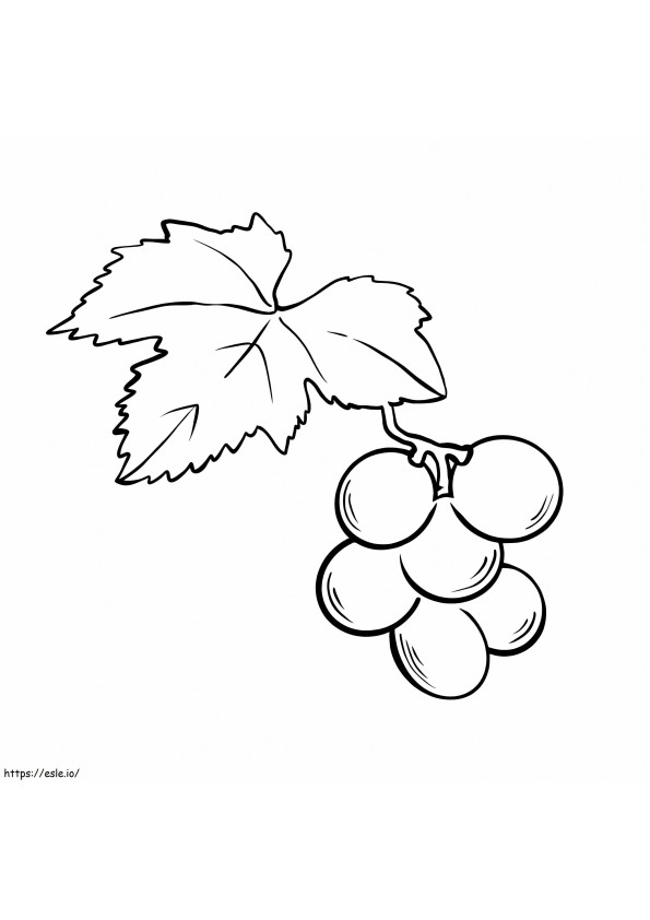 Coloriage Raisins avec feuille à imprimer dessin