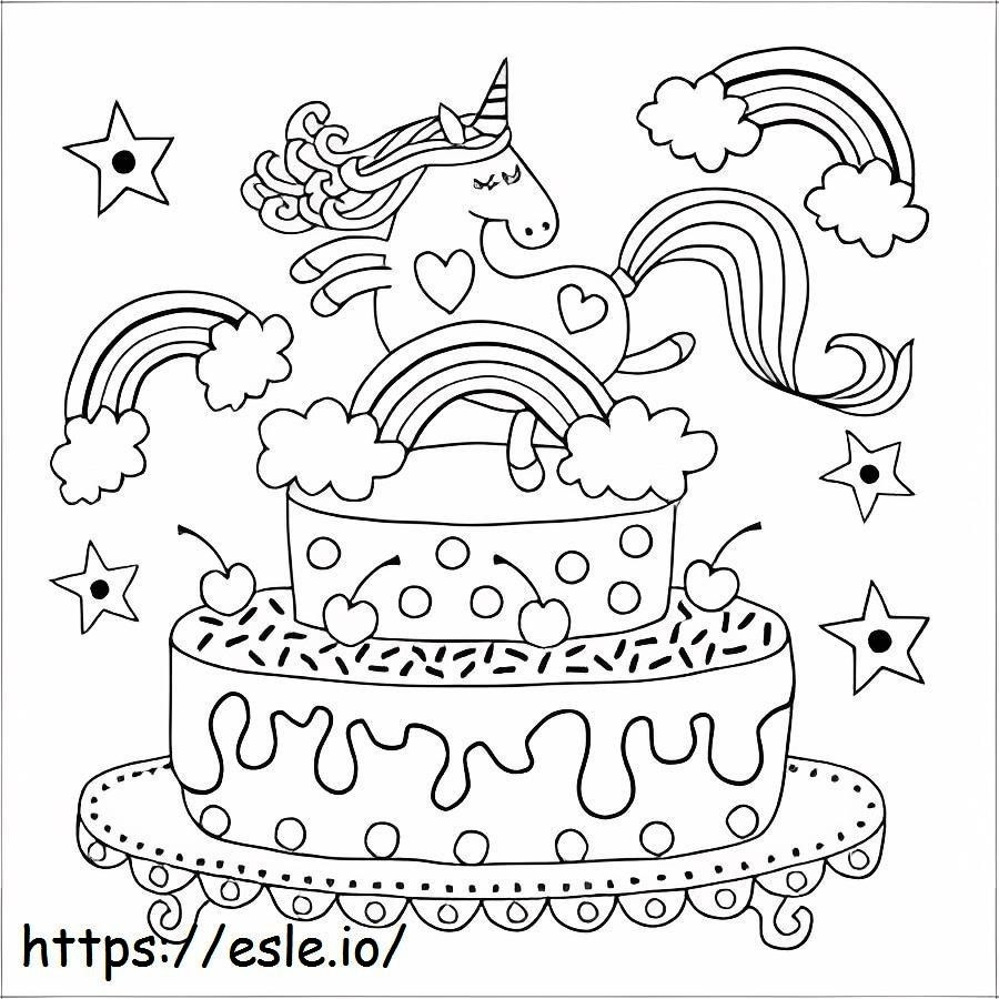 Unicorn Head On Birthday Cake coloring page
