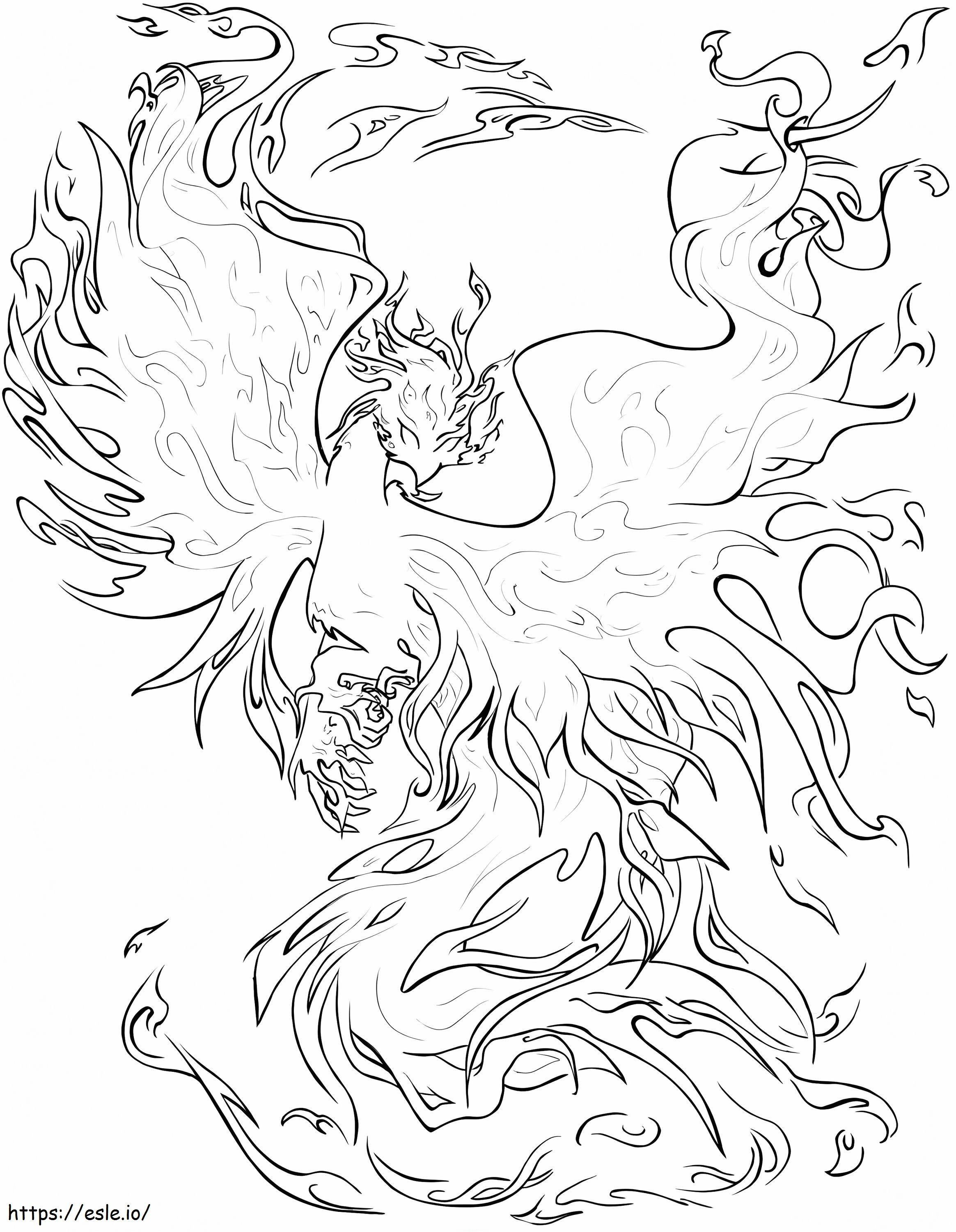 Fiery Phoenix coloring page