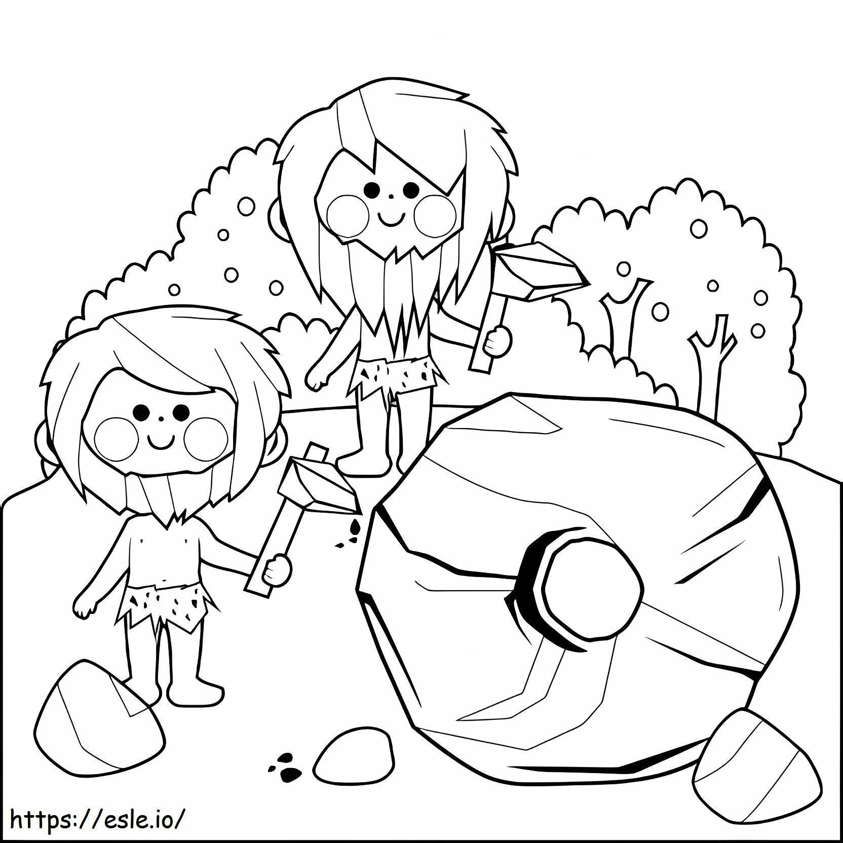 Stone Age People Smiling coloring page