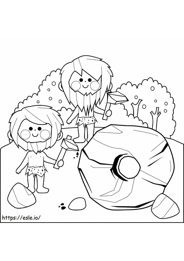 Stone Age People Smiling coloring page