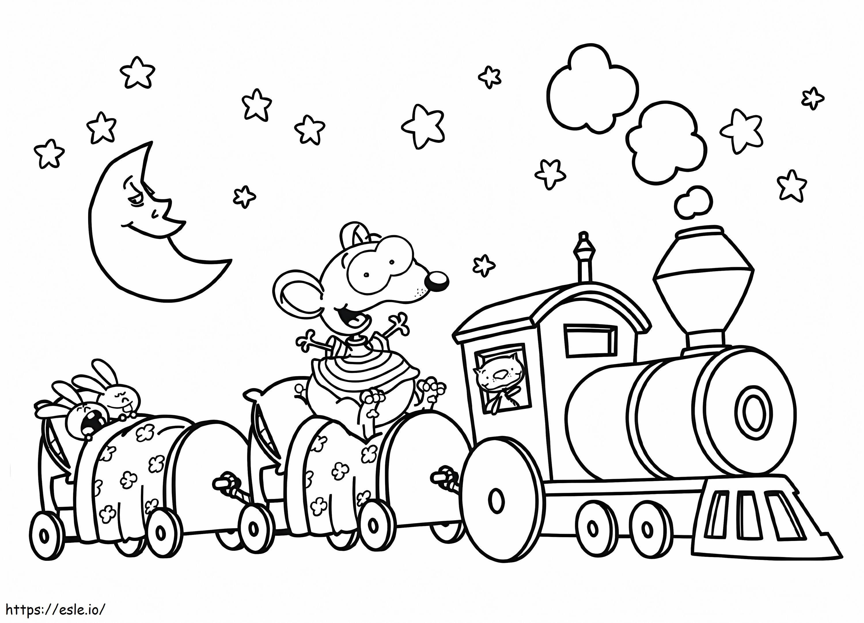 Toopy And Binoo On Train coloring page