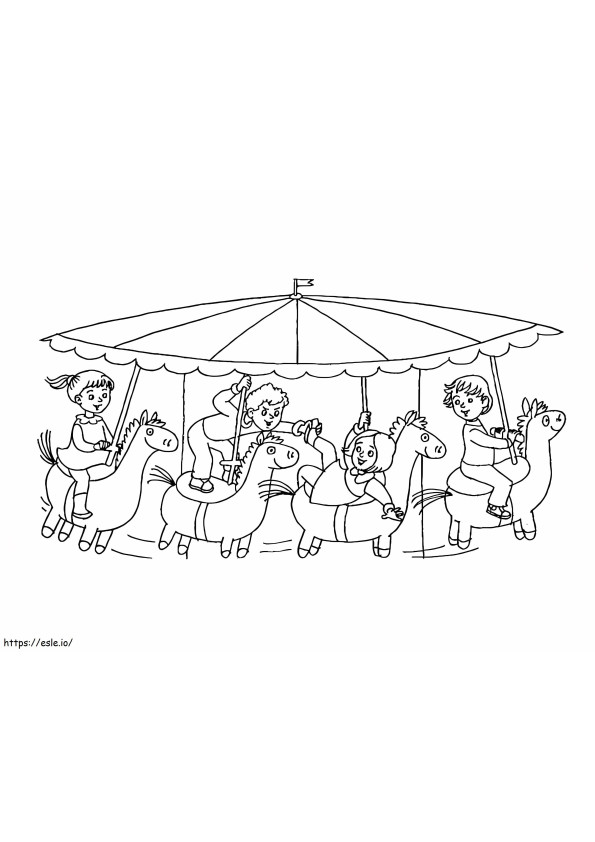 Kids On Carousel coloring page