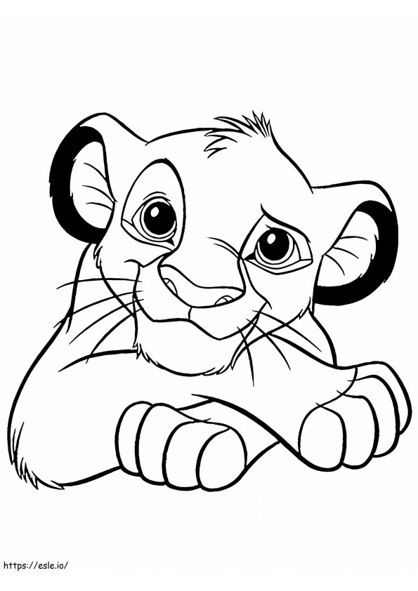 Coloriage Simba couché à imprimer dessin