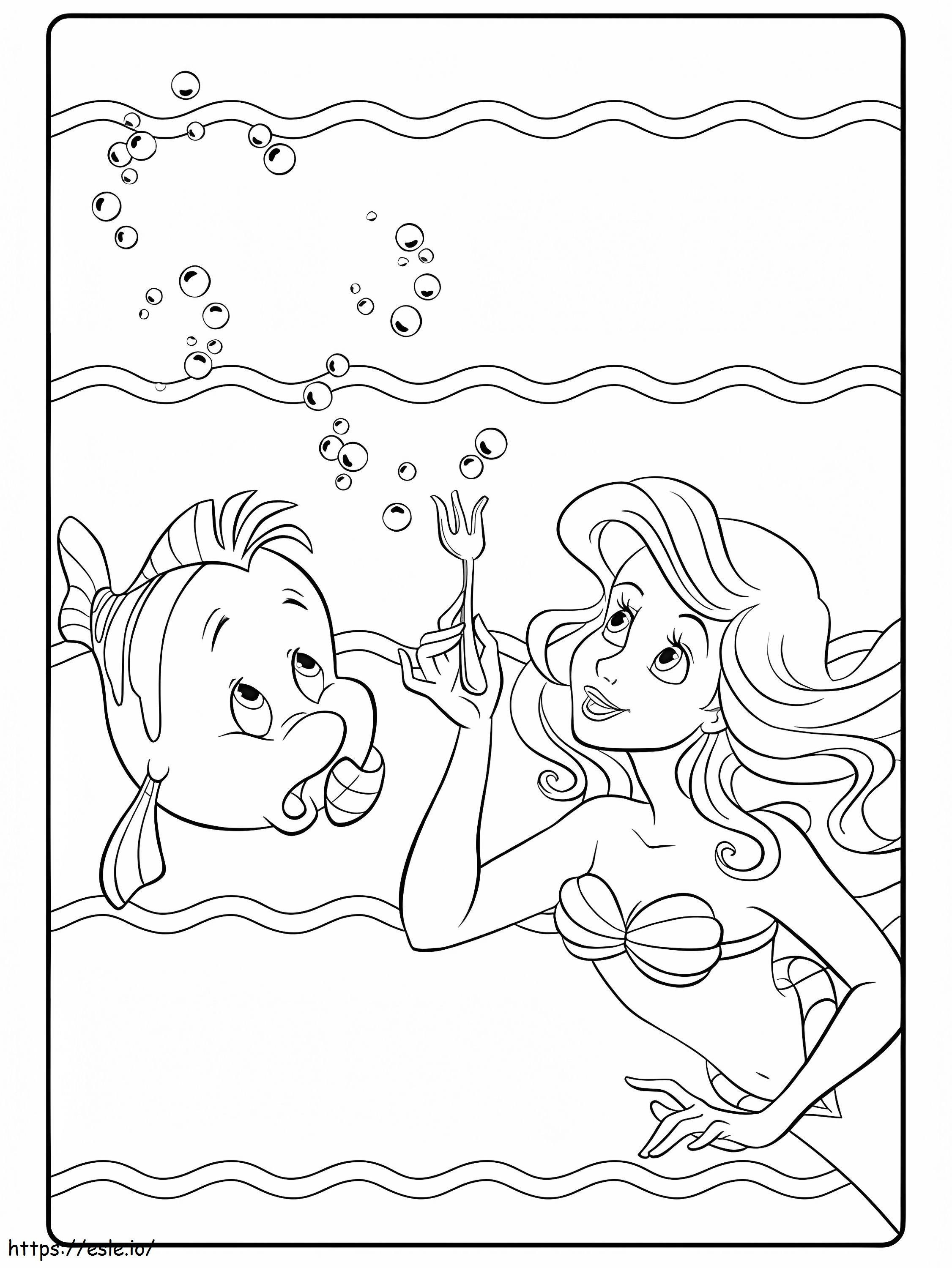 Prinzessin Ariel und Fisch ausmalbilder