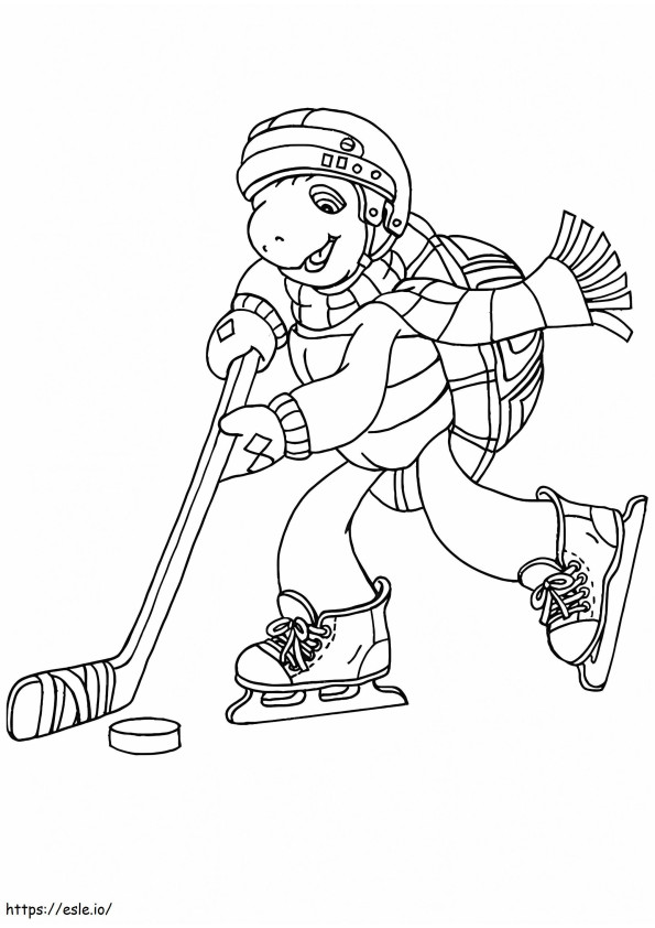 1535358244 Franklin jugando hockey A4 para colorear