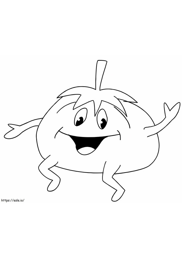 1560238168 Funny Cartoon Tomato A4 coloring page