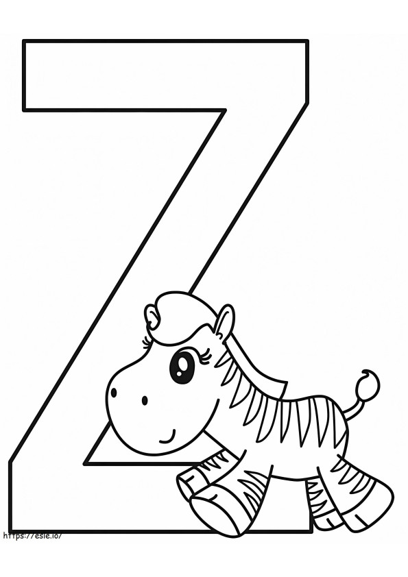 Zebra Letter Z 3 coloring page