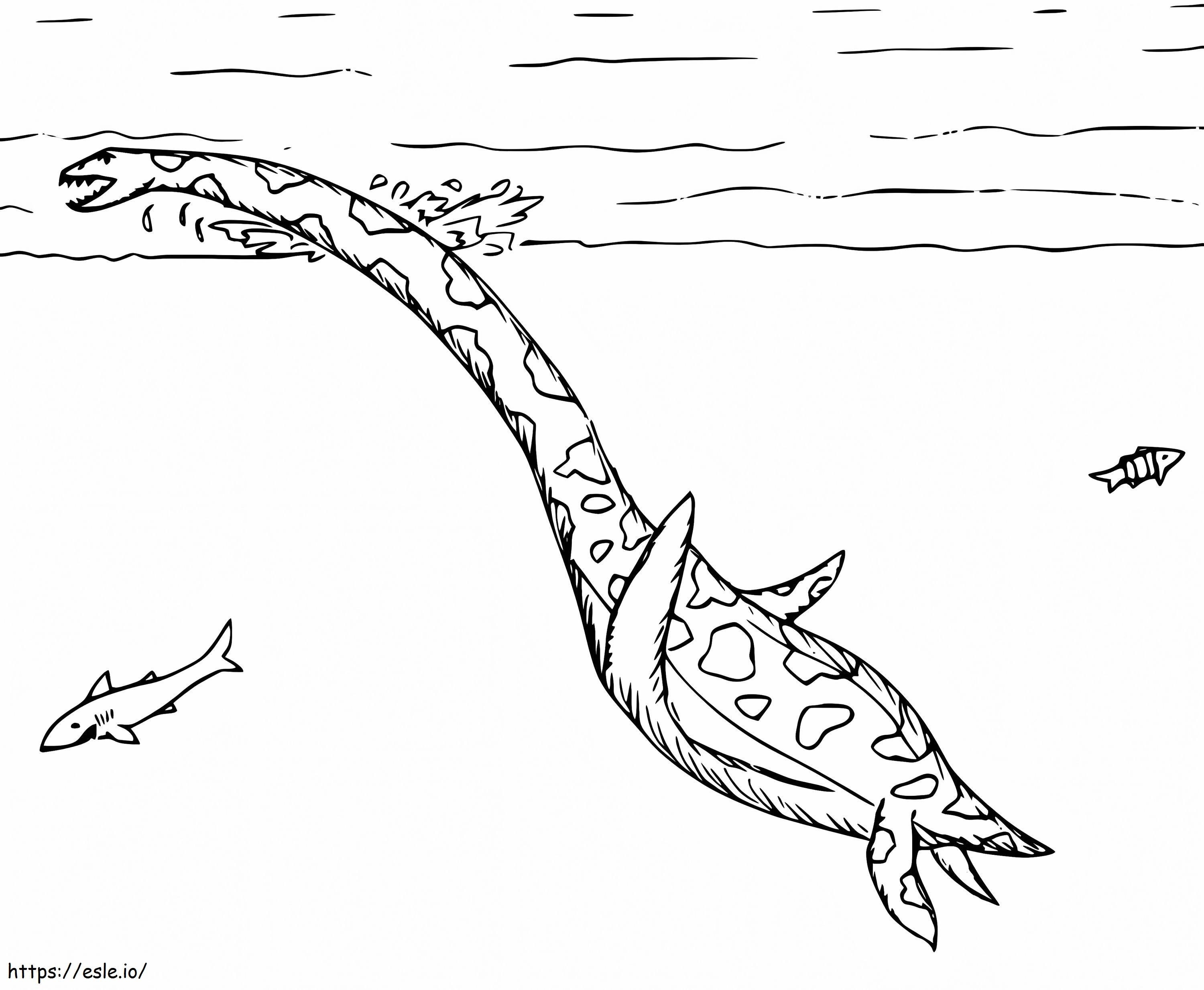プレシオサウルスが泳ぐ ぬりえ - 塗り絵