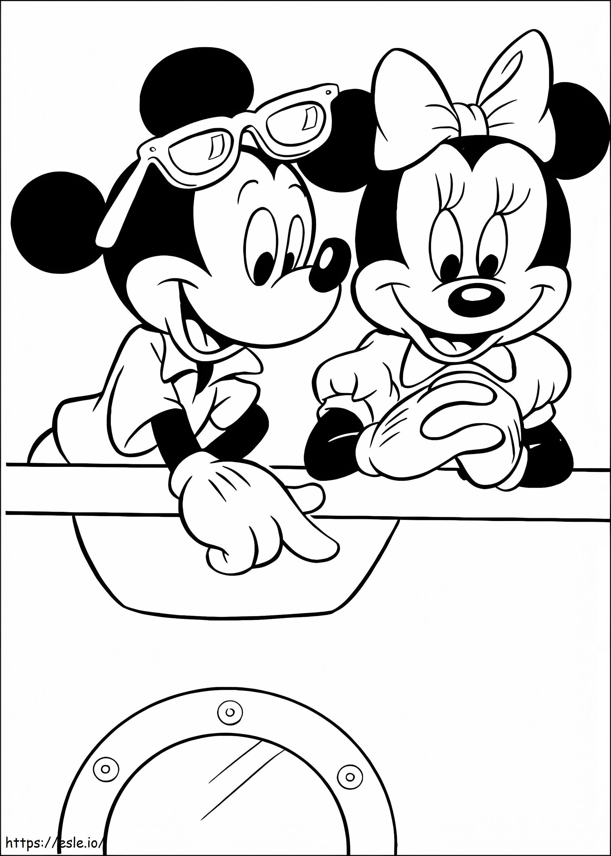 Mickey y Minnie de vacaciones para colorear