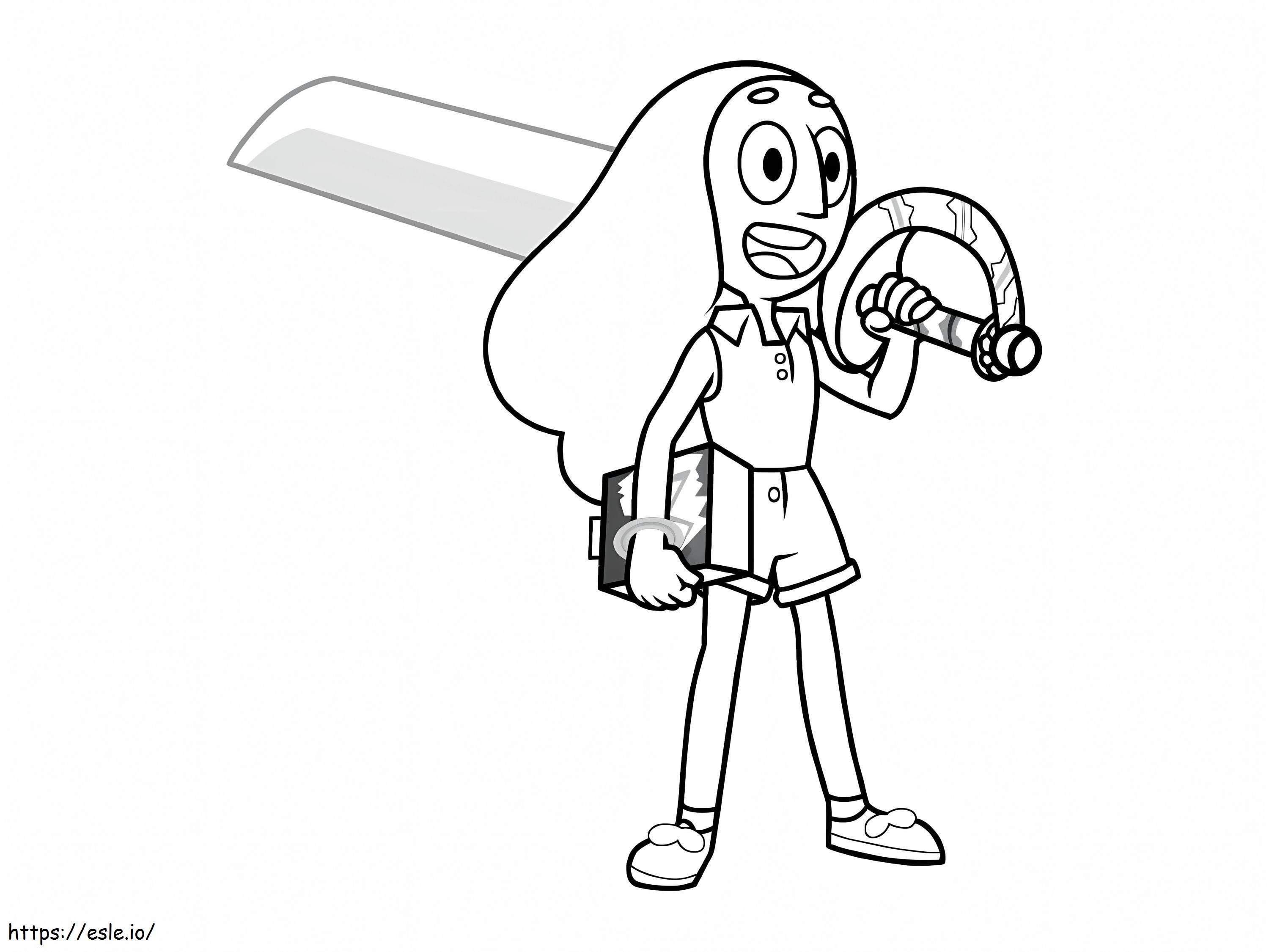 Connie Maheswaran Holding A Great Sword coloring page
