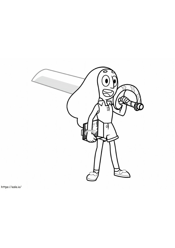 Connie Maheswaran impugna una grande spada