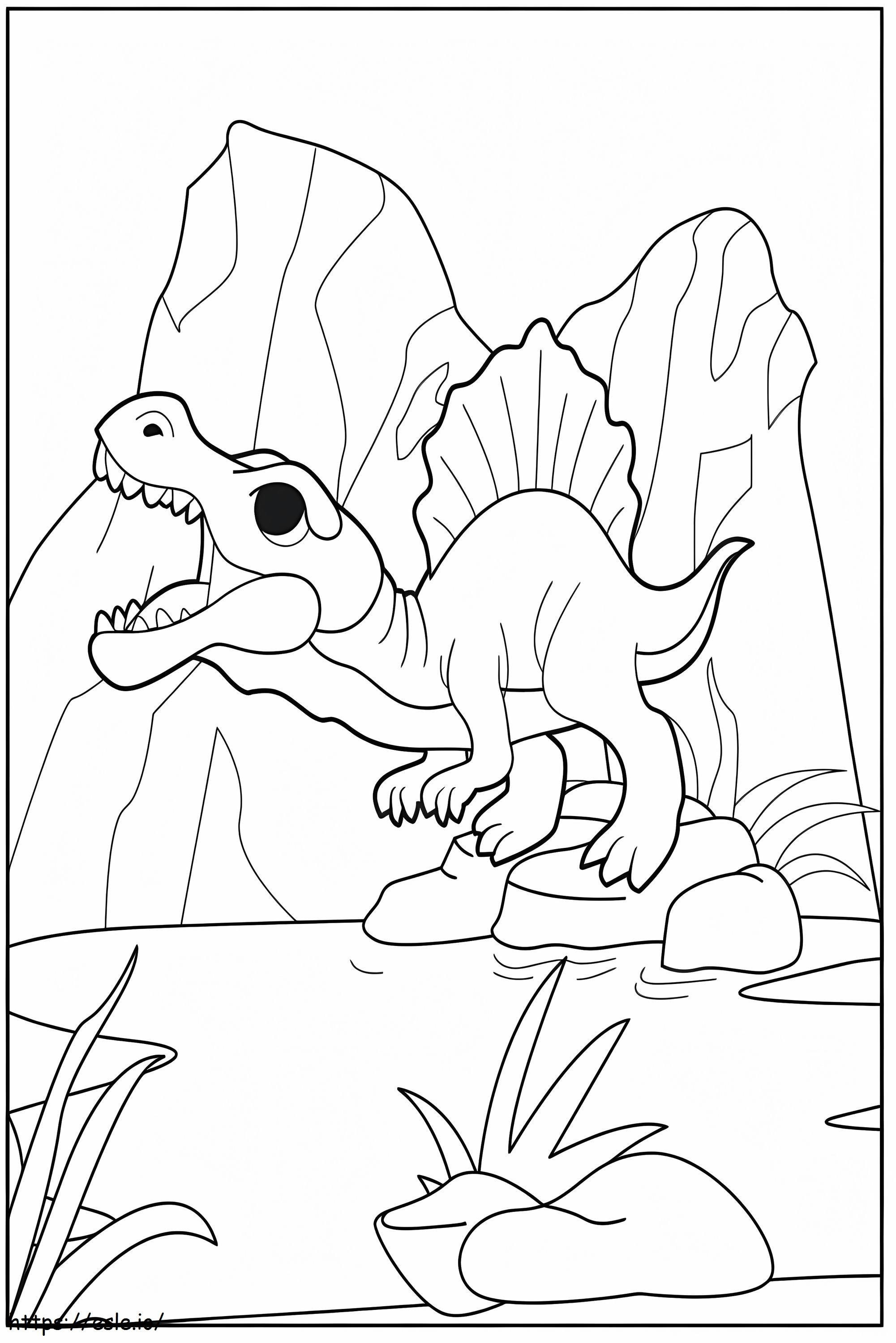 愛らしいスピノサウルス ぬりえ - 塗り絵