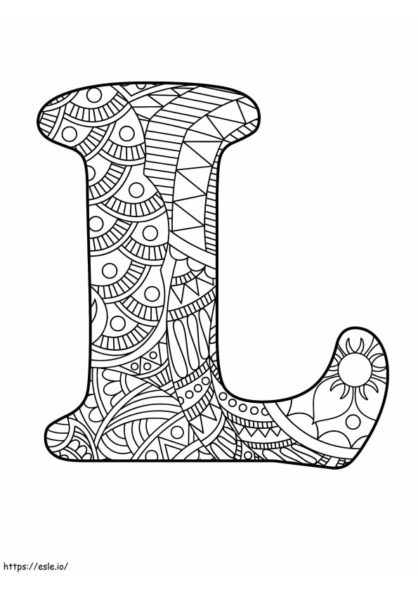 L harfi Mandala alfabesi boyama