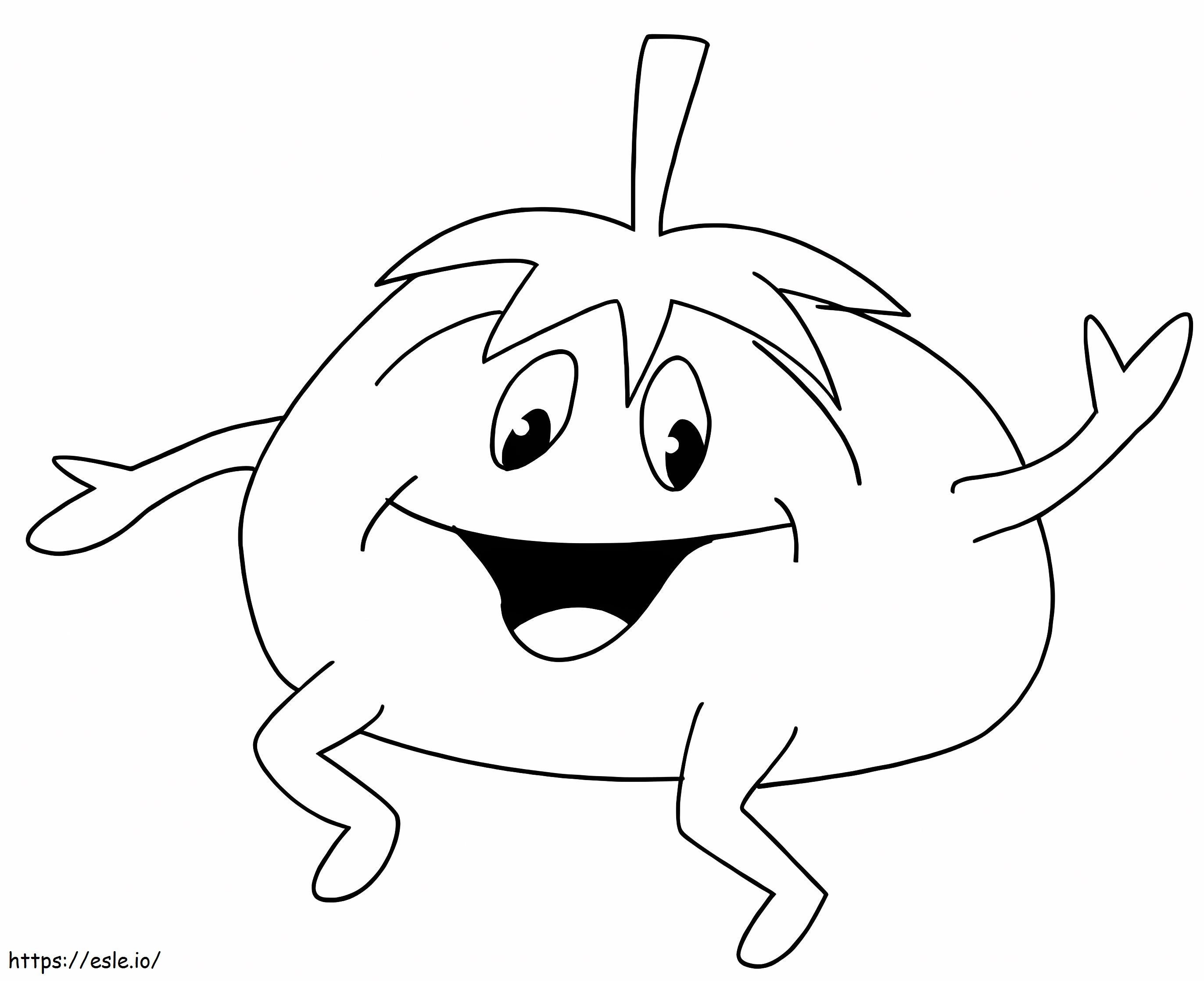 Funny Cartoon Tomato coloring page