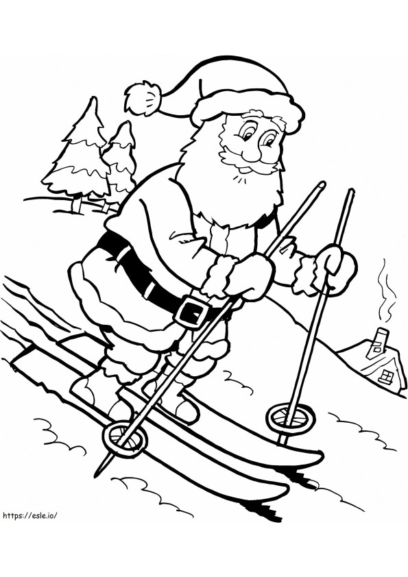 Santa Claus Skies coloring page