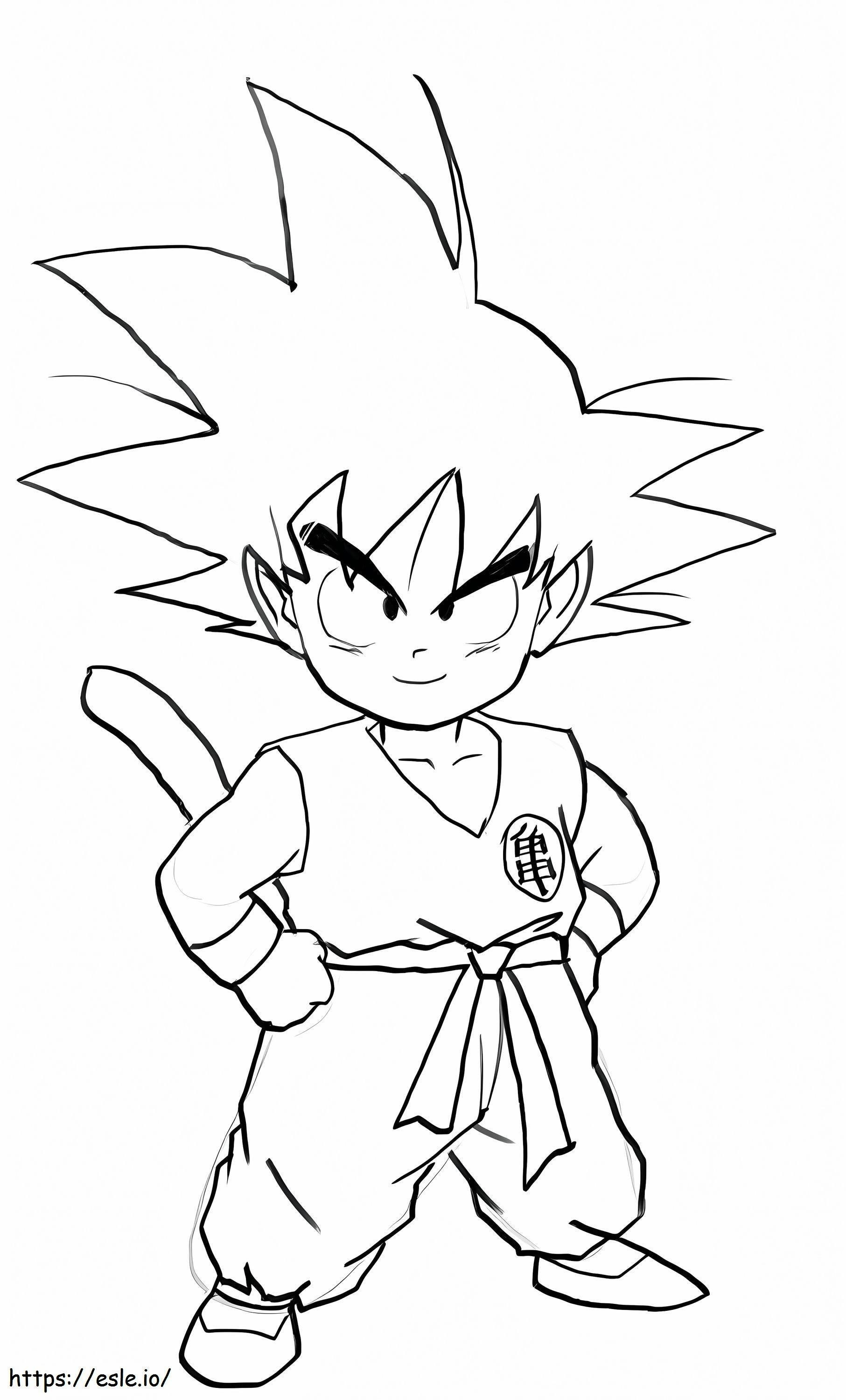 Băiatul zâmbitor Goku de colorat