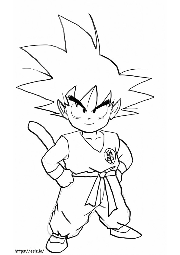 Lachende jongen Goku kleurplaat
