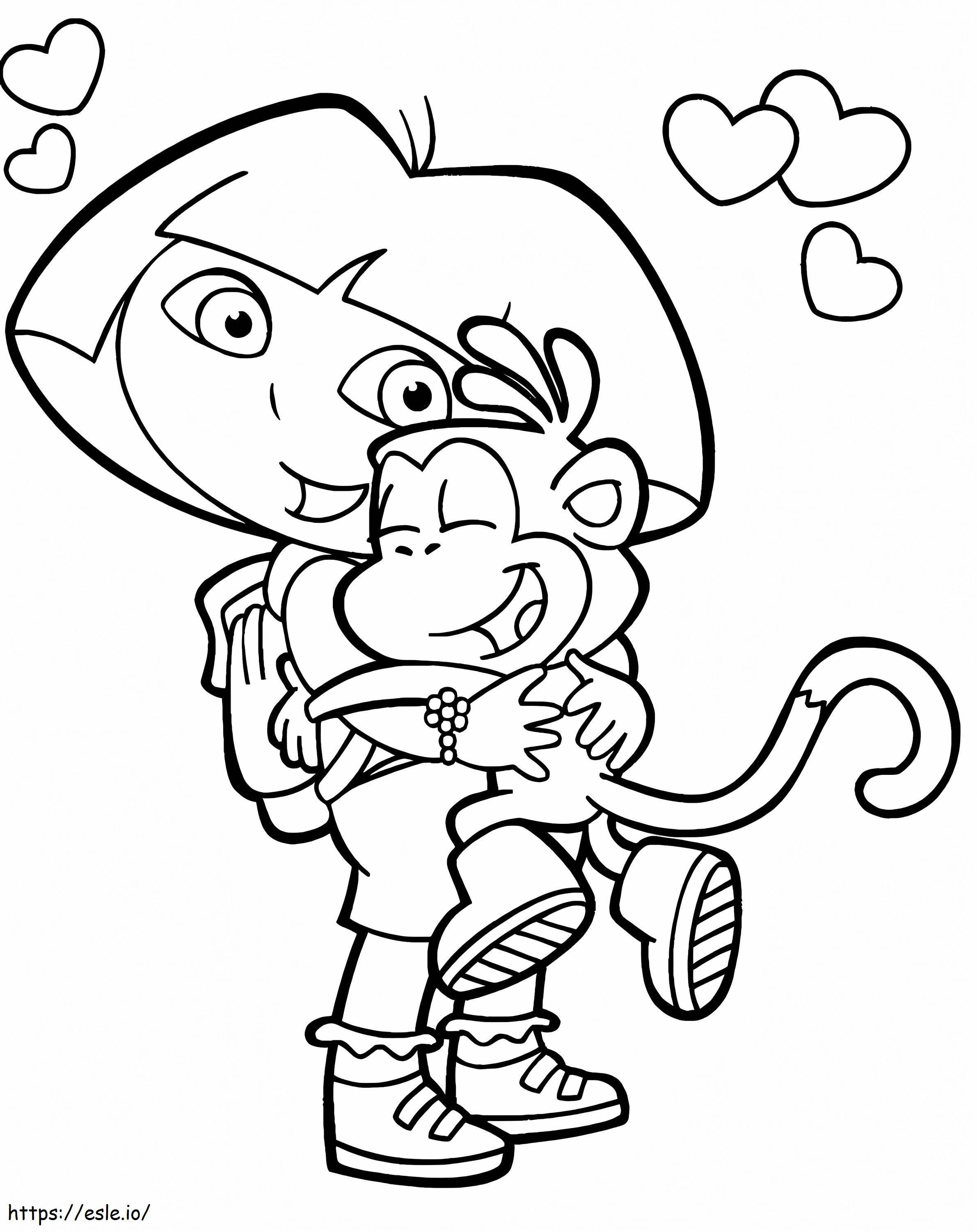Dora Hugs Boots coloring page