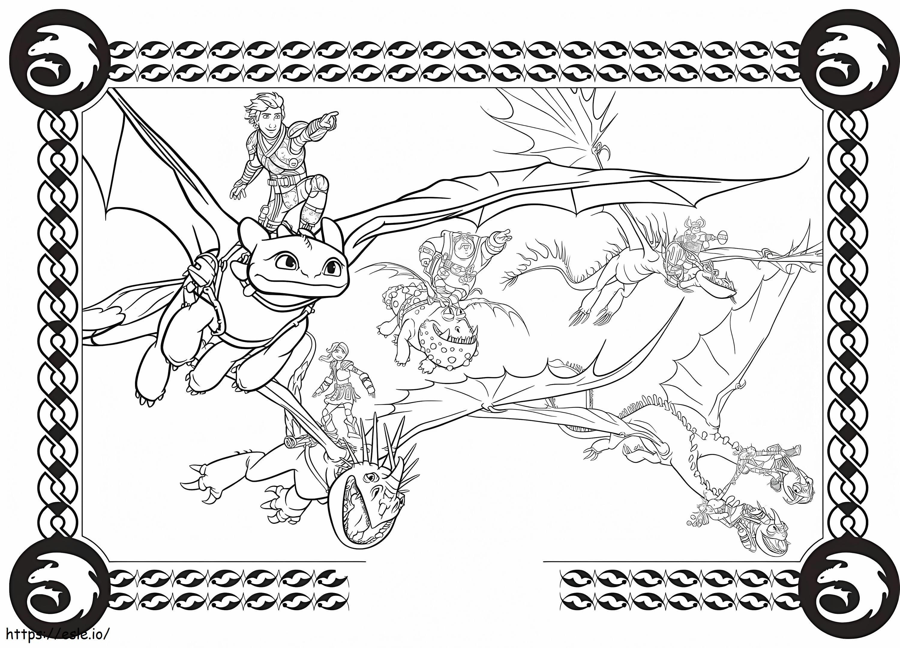 Toothless Hiccup And Friends coloring page