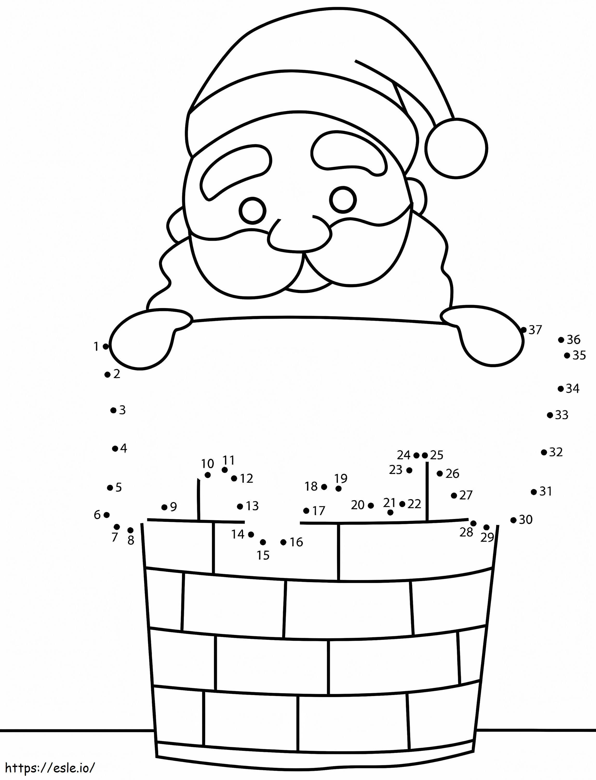 Coloriage Père Noël dans la cheminée Reliez les points à imprimer dessin